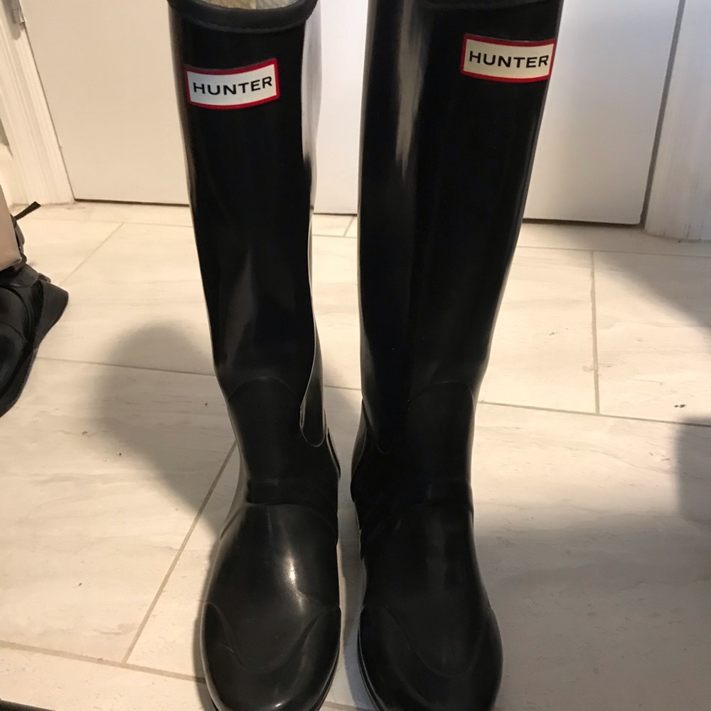 Hunter Regent Black Rain Boots Sz 6